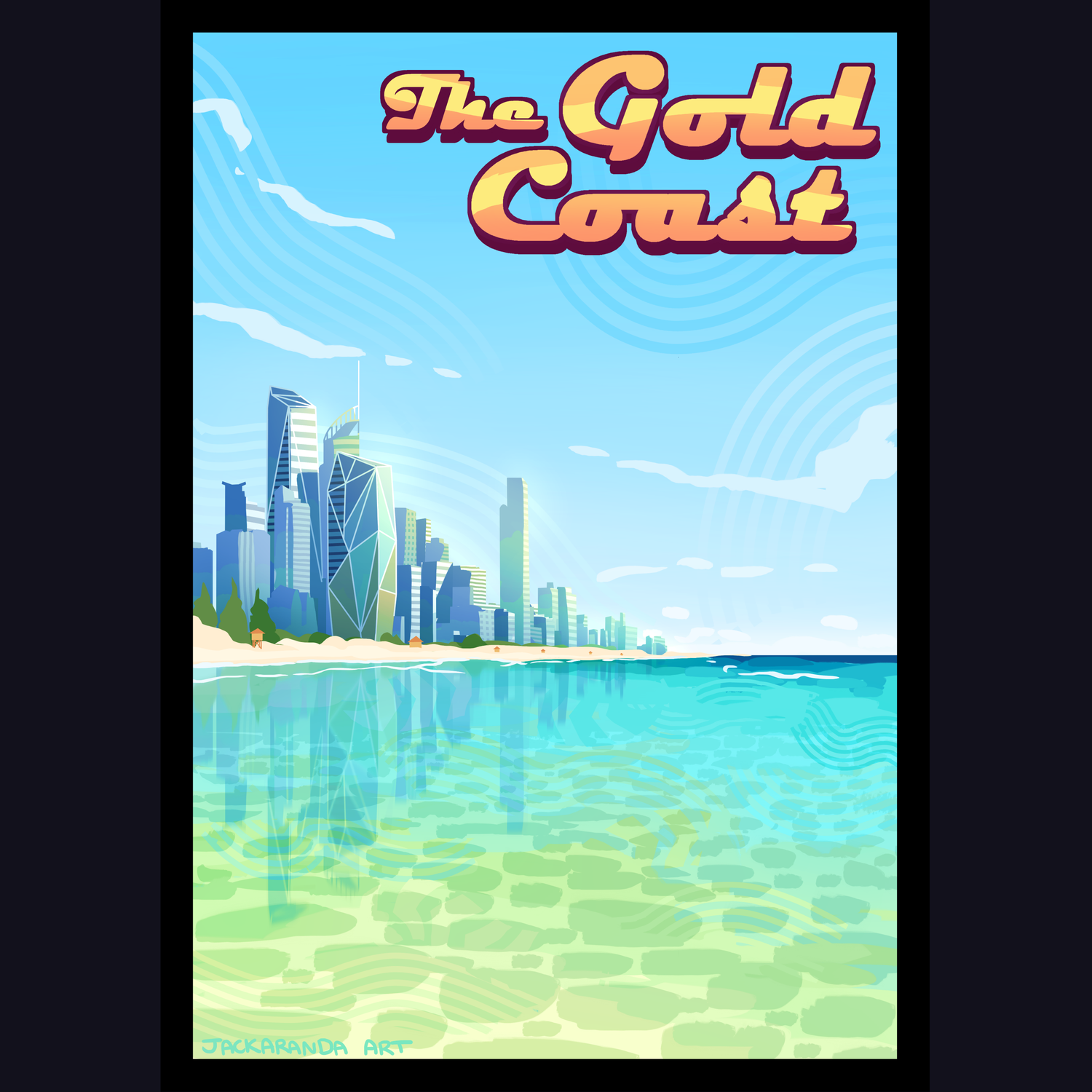Gold Coast A5 Travel Poster by Jackaranda-Art