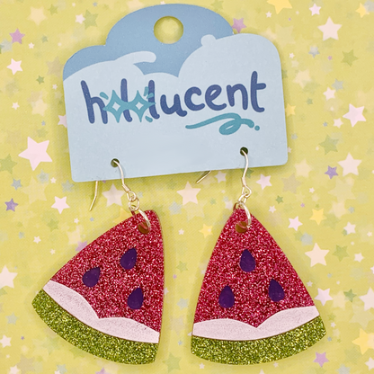 Watermelon Acrylic Earrings by Hololucent